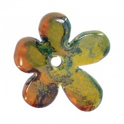 Pendentif Fleur en Céramique Olive avec Émail 50 mm Ø4.5 mm