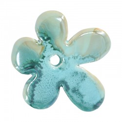 Pendentif Fleur en Céramique vert Oasis avec Émail 50 mm Ø4.5 mm