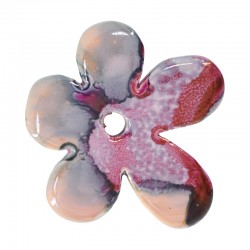 Pendentif Fleur en Céramique rose avec Émail 50 mm Ø 4.5 mm