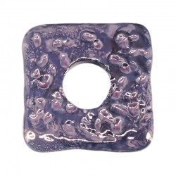 Perle Carrée en Céramique Émaillée Lilas ~44X46 mm/6 mm Ø14 mm