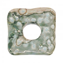 Carré en Céramique Émaillée vert Oasis ~44X46 mm/6 mm Ø14 mm