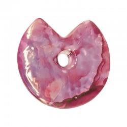 Pendentif rond en Céramique Émaillée Fuchsia ~48 Mm/11 mm Ø6 mm