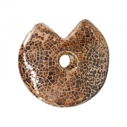 Pendentif rond en Céramique Émaillée Marron ~48 Mm/11 mm Ø6 mm