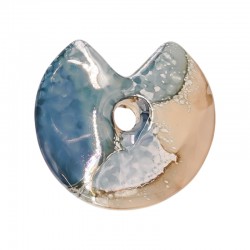 Pendentif rond en Céramique Émaillée bleu ~48 Mm/11 mm Ø6 mm
