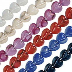 Perle en Forme de cœur Émaillée ~30 x 28 Mm/13 mm Ø3.5 mm