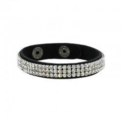 Bracelet en cuir 10 mm avec Ruban en Cristal Swarovski