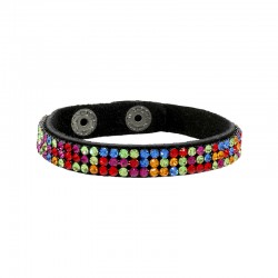 Bracelet en cuir 10 mm avec Ruban en Cristal Swarovski