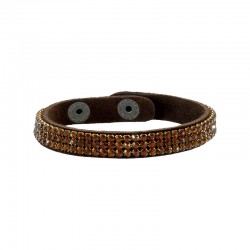 Bracelet en cuir 10 mm avec Ruban en Cristal Swarovski