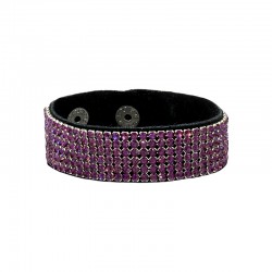 Bracelet en cuir 20 mm avec Ruban en Cristal Swarovski