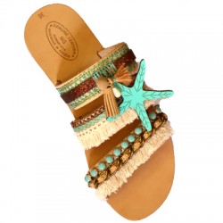 Sandale en véritable Cuir avec 3 lanières