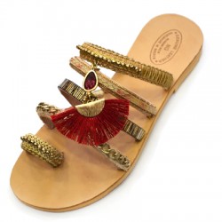 Sandale en véritable Cuir avec 4 lanières