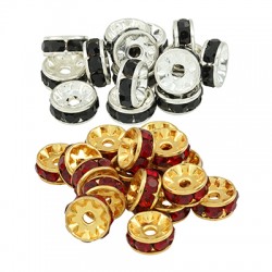 Rondelle D'Espacement en Métal avec Strass 9 mm Ø 2 mm