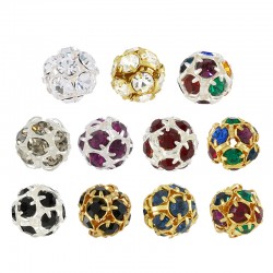 Metal Bead Round with Crystals 10mm Ø2mm