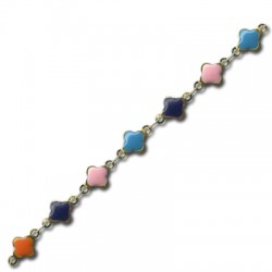 Brass Flower Enameled Chain 7mm