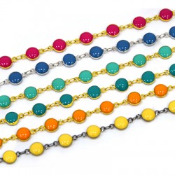 Enameled Brass Chain Round 6.5mm
