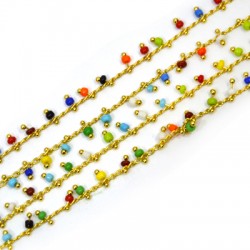 Chaîne en Laiton avec Perle en Verre 12 mm