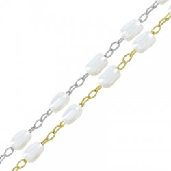 Brass Chain with Acrylic Pearls 3x5mm