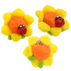 Polymer Clay Charm Flower Daisy Ladybug 20mm