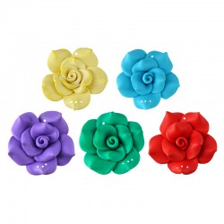 Polymer Clay Pendant Flower with 4 Holes 40mm