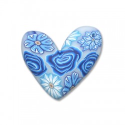 Ciondolo in Pasta Fimo Cuore con Fiori 30mm