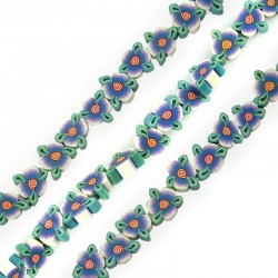 Passante in Pasta Fimo Fiore con Foglie 12mm
