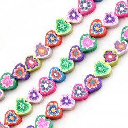 Polymer Clay Bead Heart Flower10mm (40pcs)