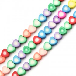 Passant cœur en pâte polymère 10mm (40pcs/fil)
