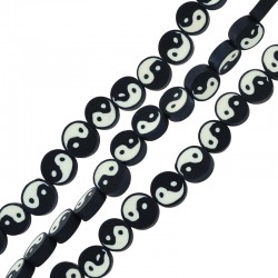 Perle Ronde en pâte Polymère Yin Yang 10 mm (40 Pièces)