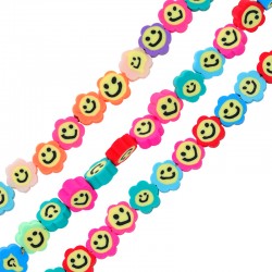 Perle en pâte Polymère Fleur avec Visage Souriant 10 mm (42 Pièces)