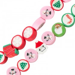 Perles en pâte Polymère Motifs de Noël ~10 mm Ø~1.5 mm (~40 Pièces)