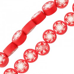 Perle Ronde en pâte Polymère avec Flocon de Neige ~10 mm Ø~1.5 mm (~40 Pièces)