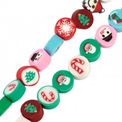 Perle en pâte Polymère avec Motifs de Noël ~10 mm Ø~1.5 mm (~40 Pièces)