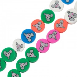 Cuentas de Arcilla Polimérica Redondas con Forma de Elefante 9 mm Ø ~1,7 mm (~40 Unidades)φ