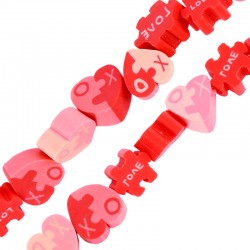Perle en pâte Polymère en Forme de cœur « Love » 10 mm Ø~1.8 mm (~40 Pièces)