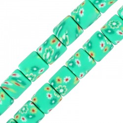 Tube en pâte Polymère avec Fleurs 6 x 7 mm Ø ~ 1.5 mm (~ 63 Pièces)