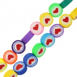 Perle Ronde en pâte Polymère avec cœur 10 mm Ø~2 mm ~40 Pièces