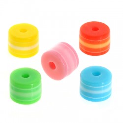 Entrepieza de Poliester Tubo con Rayas 8x6mm