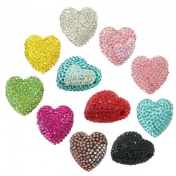 Ciondolo Cuore con Strass in Resina 27mm