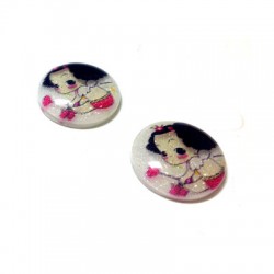Cabochon plat en Résine avec Impressions 15 mm