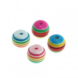 Perle Ronde en Résine avec Rayures 12 mm