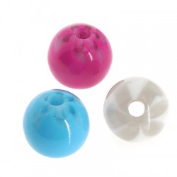 Resin Bead Round with Flower 12 mm