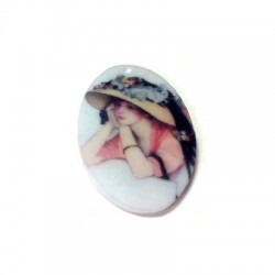 Cabochon Ovale en Résine à dos plat 29 x 39 mm