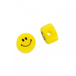 Resin Bead Round Flat Face Smile 6mm/5mm Ø2mm