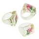 Resin Finger Ring Square with Flower 24x19mm