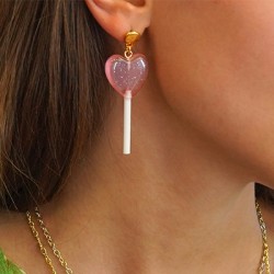 Resin Pendant Lollipop Heart 20x40mm