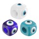 Resin Bead Cube with Evil Eye 16mm Ø7.5mm
