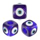 Resin Bead Cube with Evil Eye 16mm Ø7.5mm