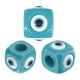 Resin Bead Cube with Evil Eye 16mm Ø7.5mm