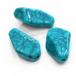 Perle Acrylique Irrégulière Effet Howlite ~17 x 30 mm