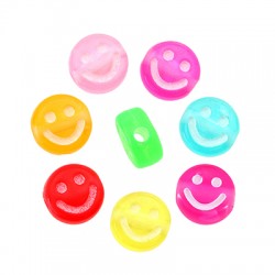 Perla Acrilica Piatta Rotonda con Faccina Sorridente 7 Mm/4 mm Ø1 mm